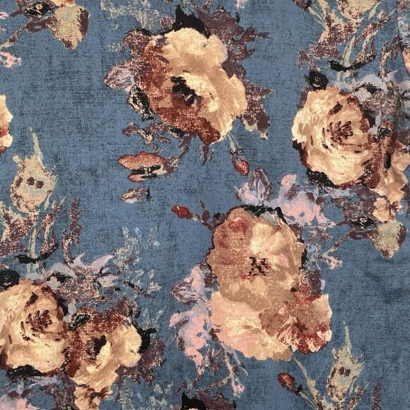 Pinc‎ TeeTunic Women's L Stretch Velour Boho Short Sleeve Y2K FloralBlueRose - Picture 11 of 11